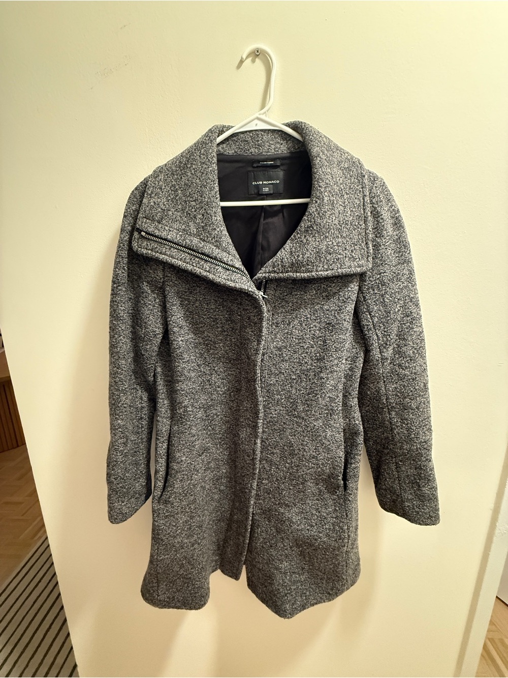 Club Monaco Gray Textured Wool-Blend Pea Coat